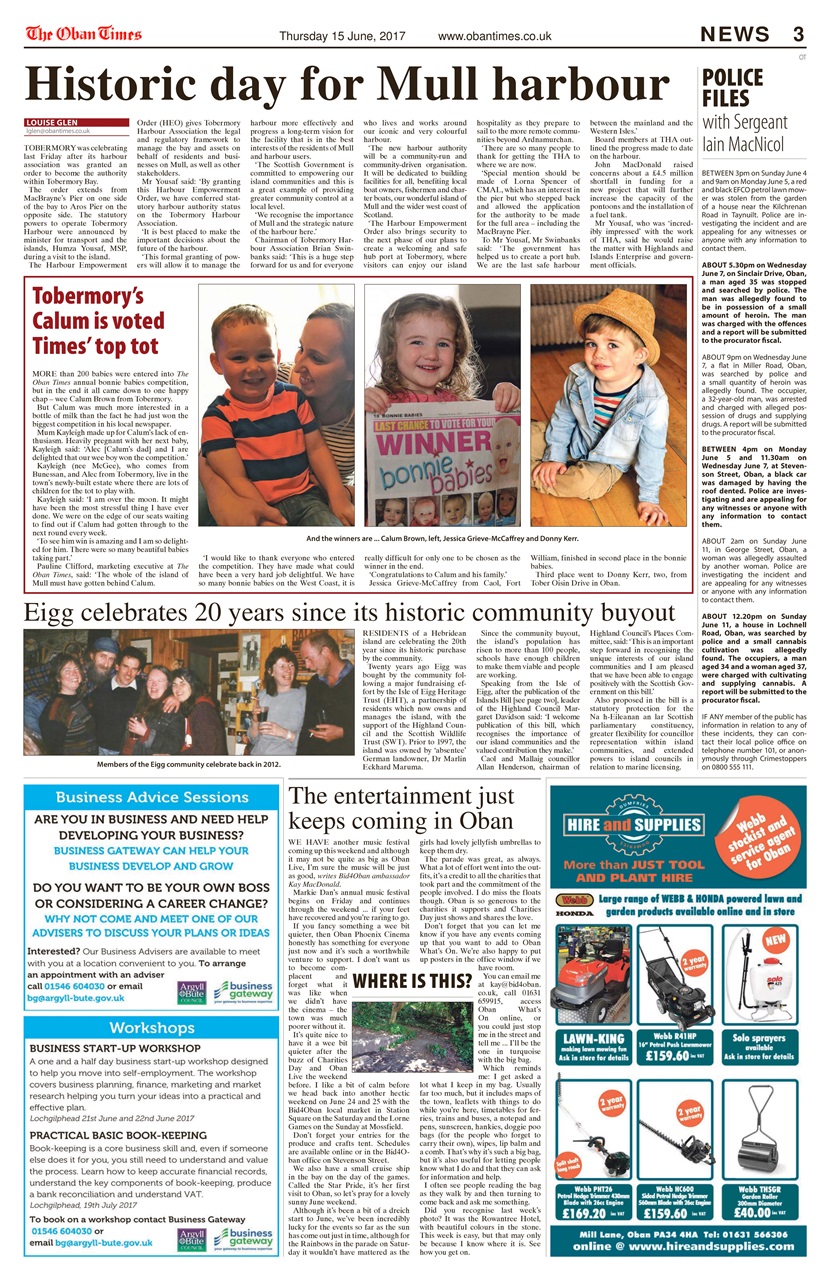 The Oban Times & Lochaber Times Preview Pages