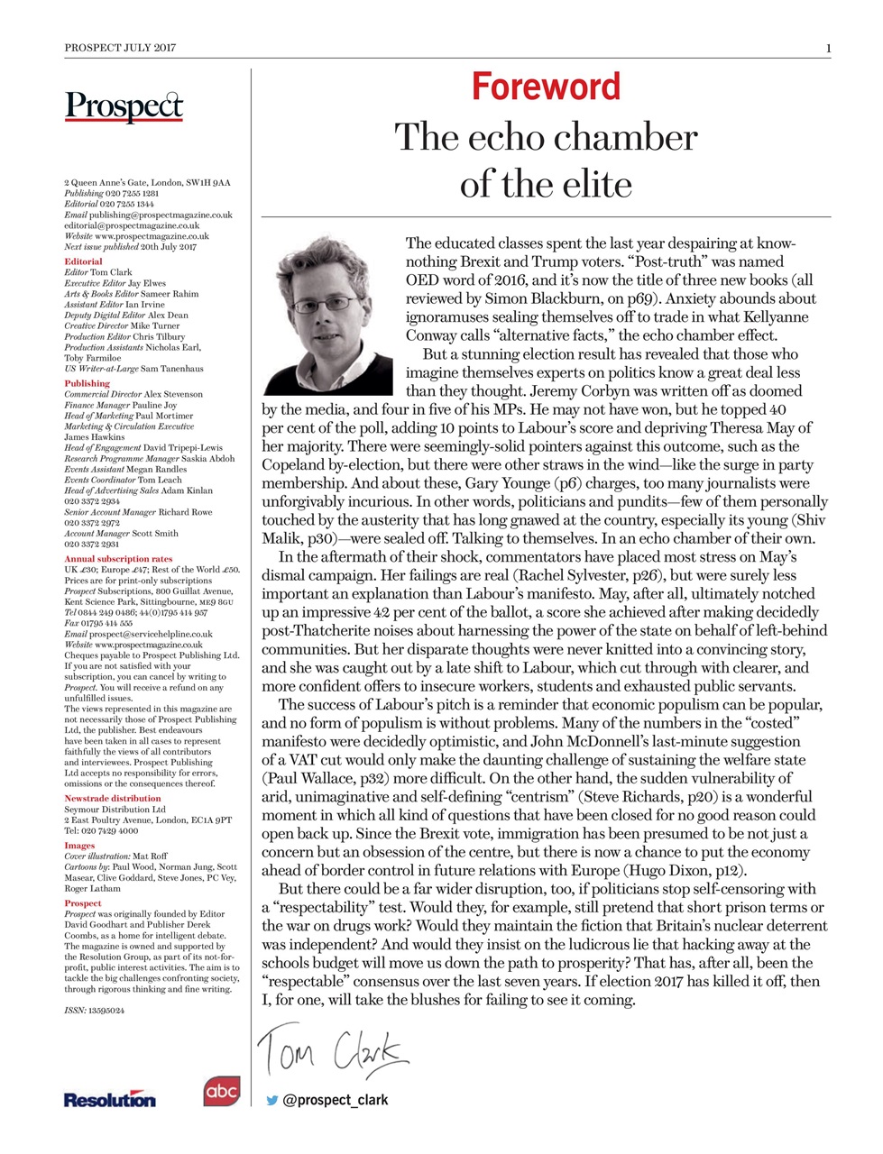 Prospect Magazine Preview Pages