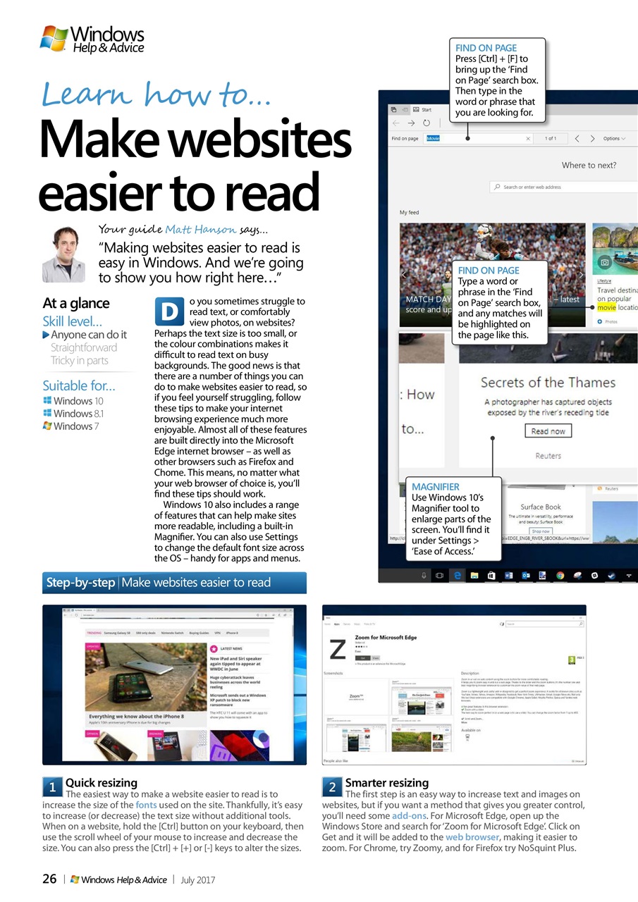 Windows Help & Advice Preview Pages