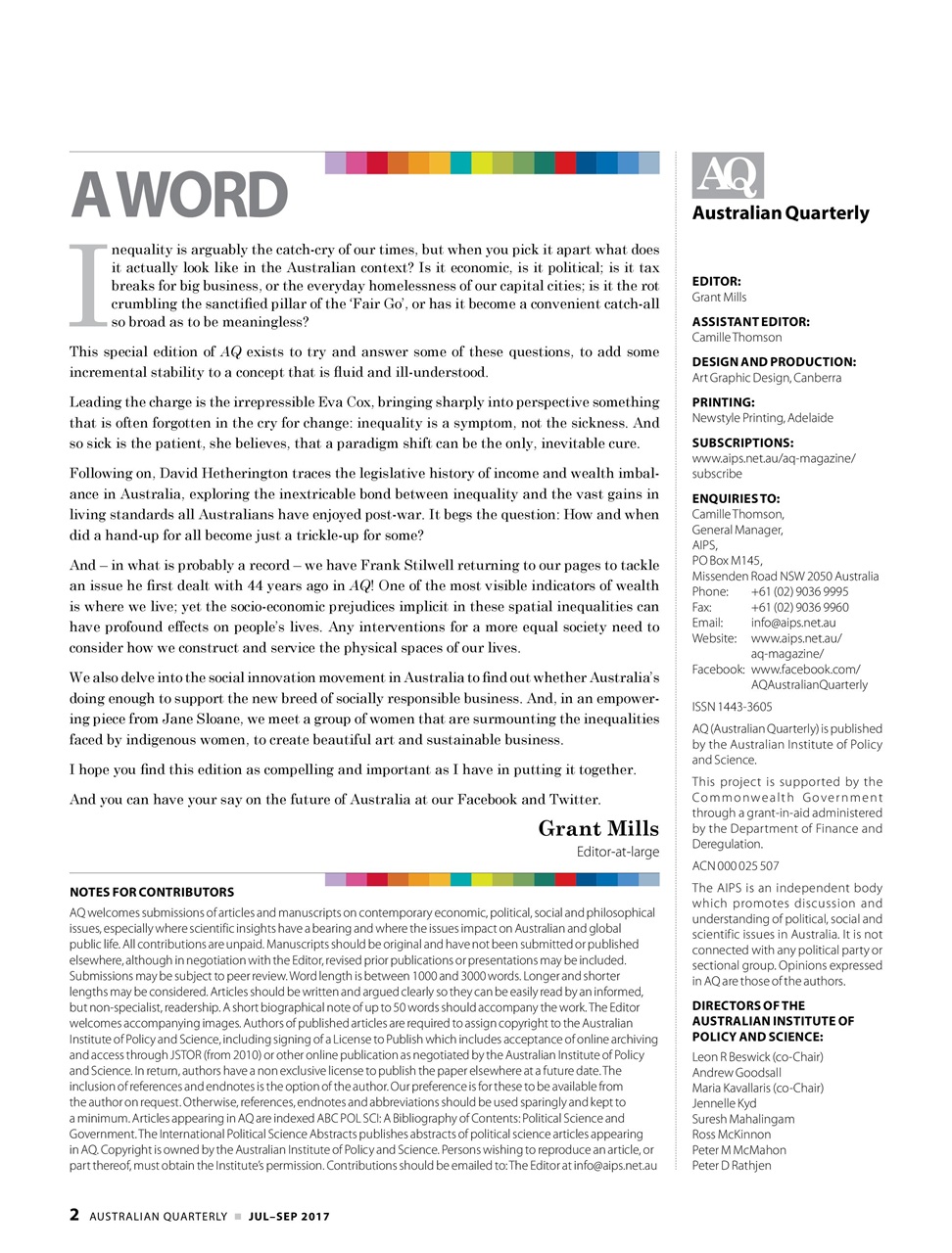 AQ: Australian Quarterly Preview Pages