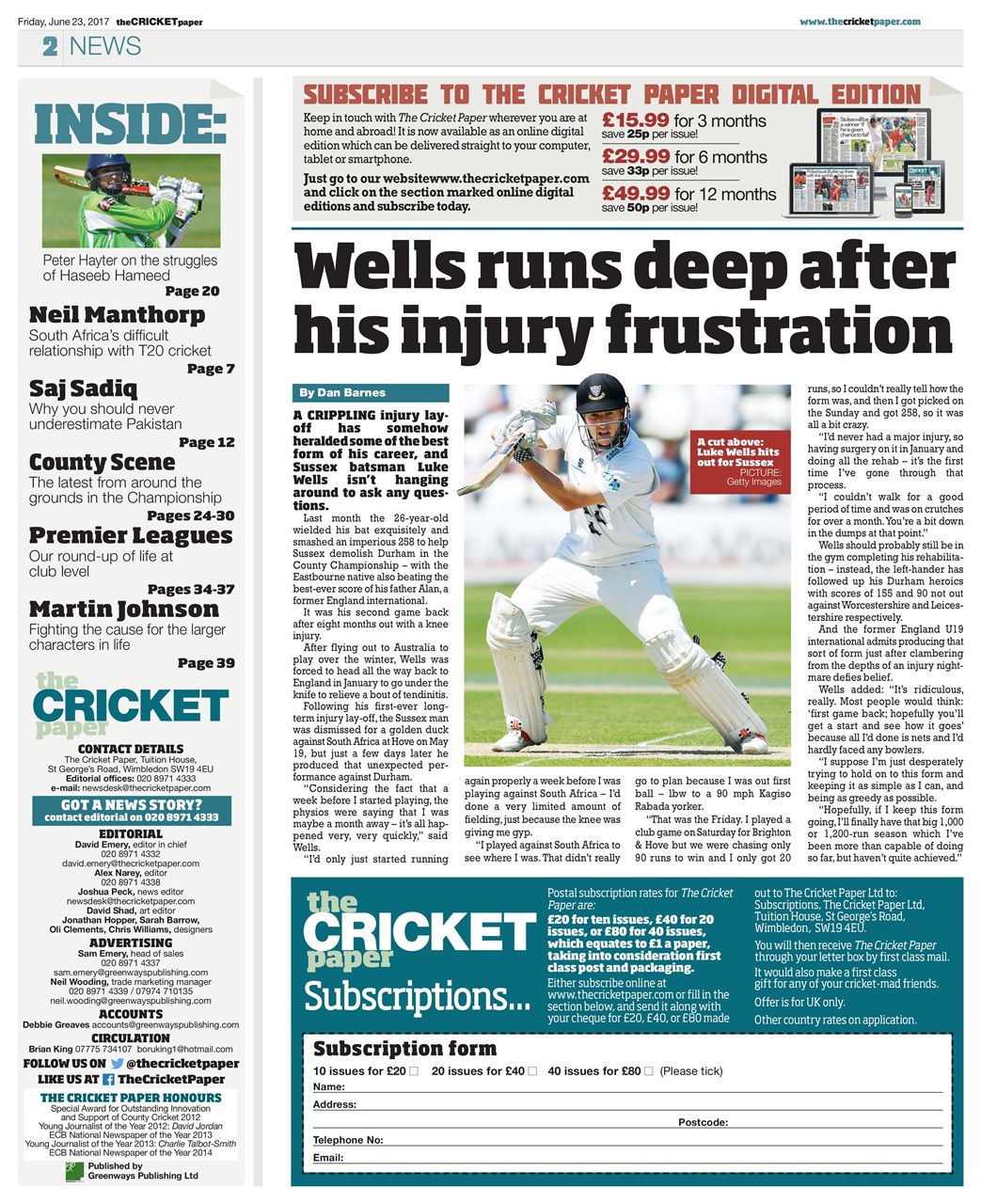 The Cricket Paper Preview Pages