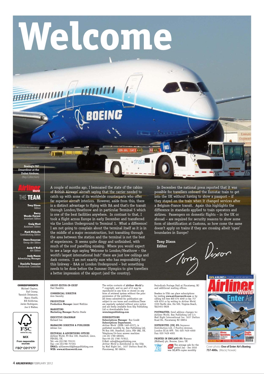 Airliner World Preview Pages