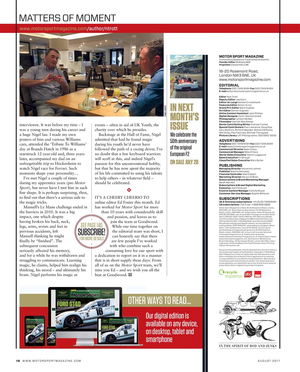 Motor Sport Magazine Preview Pages