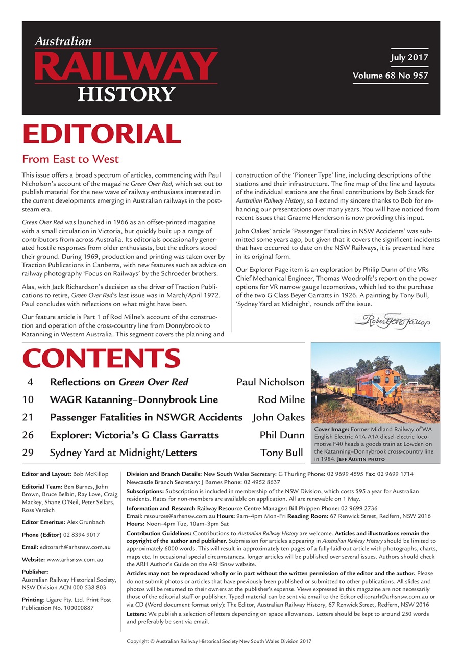 Australian Railway History Preview Pages