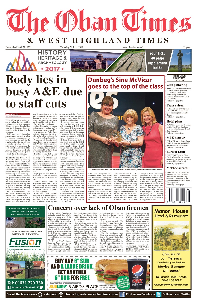 The Oban Times & Lochaber Times Preview Pages