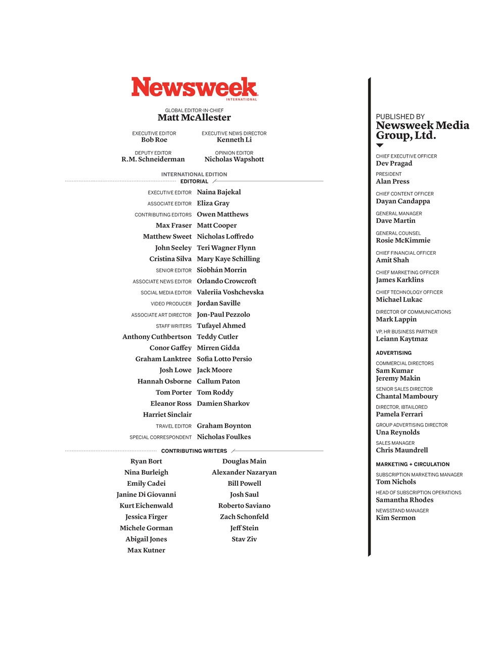 Newsweek International Preview Pages