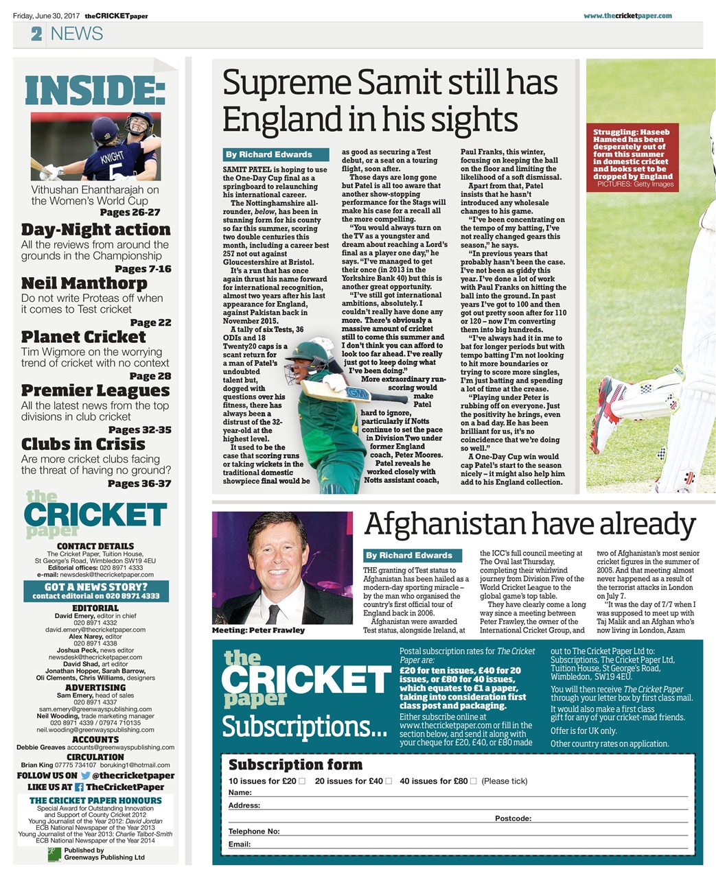 The Cricket Paper Preview Pages