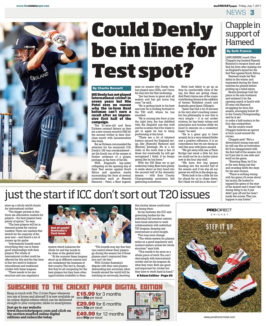 The Cricket Paper Preview Pages