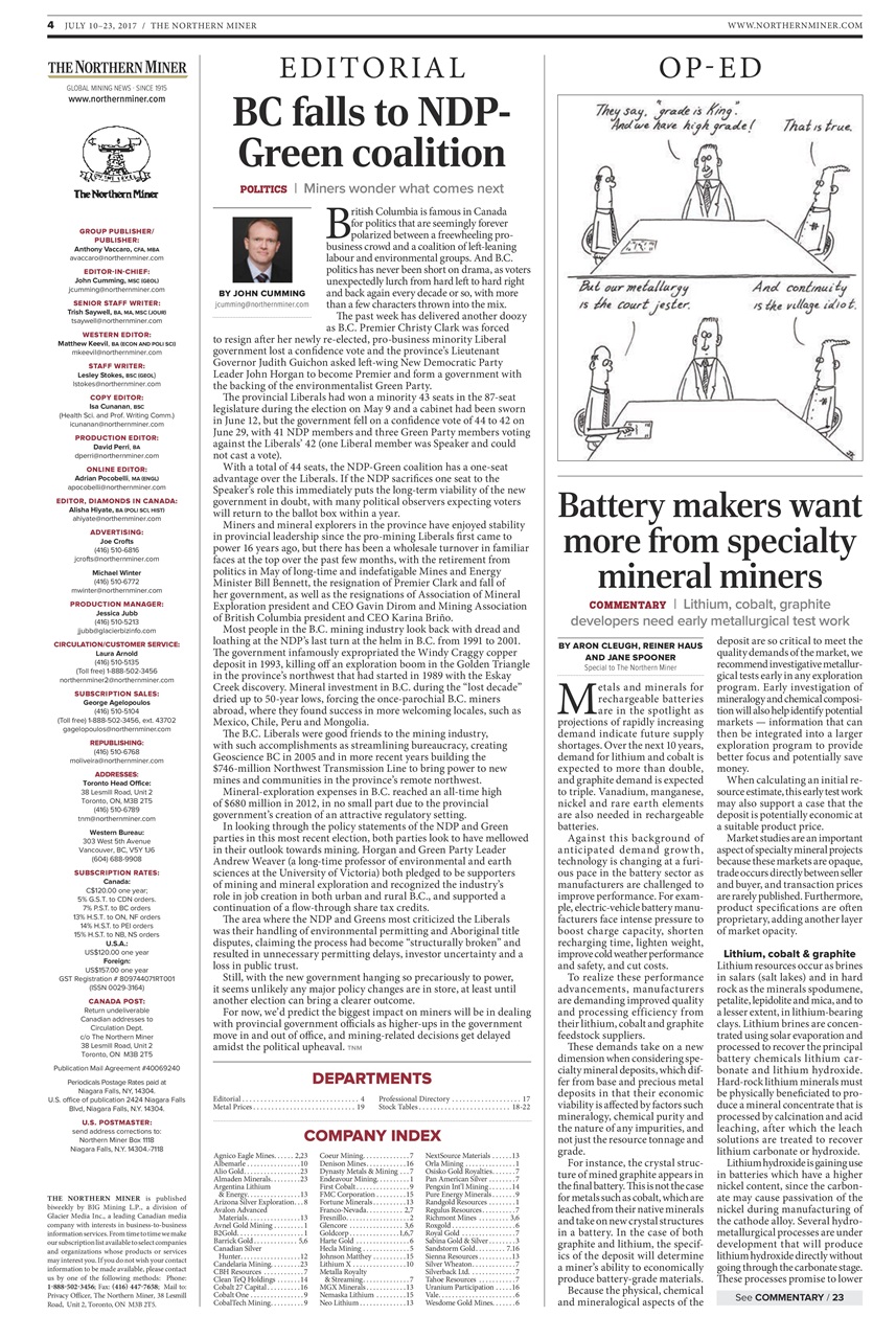 The Northern Miner Preview Pages