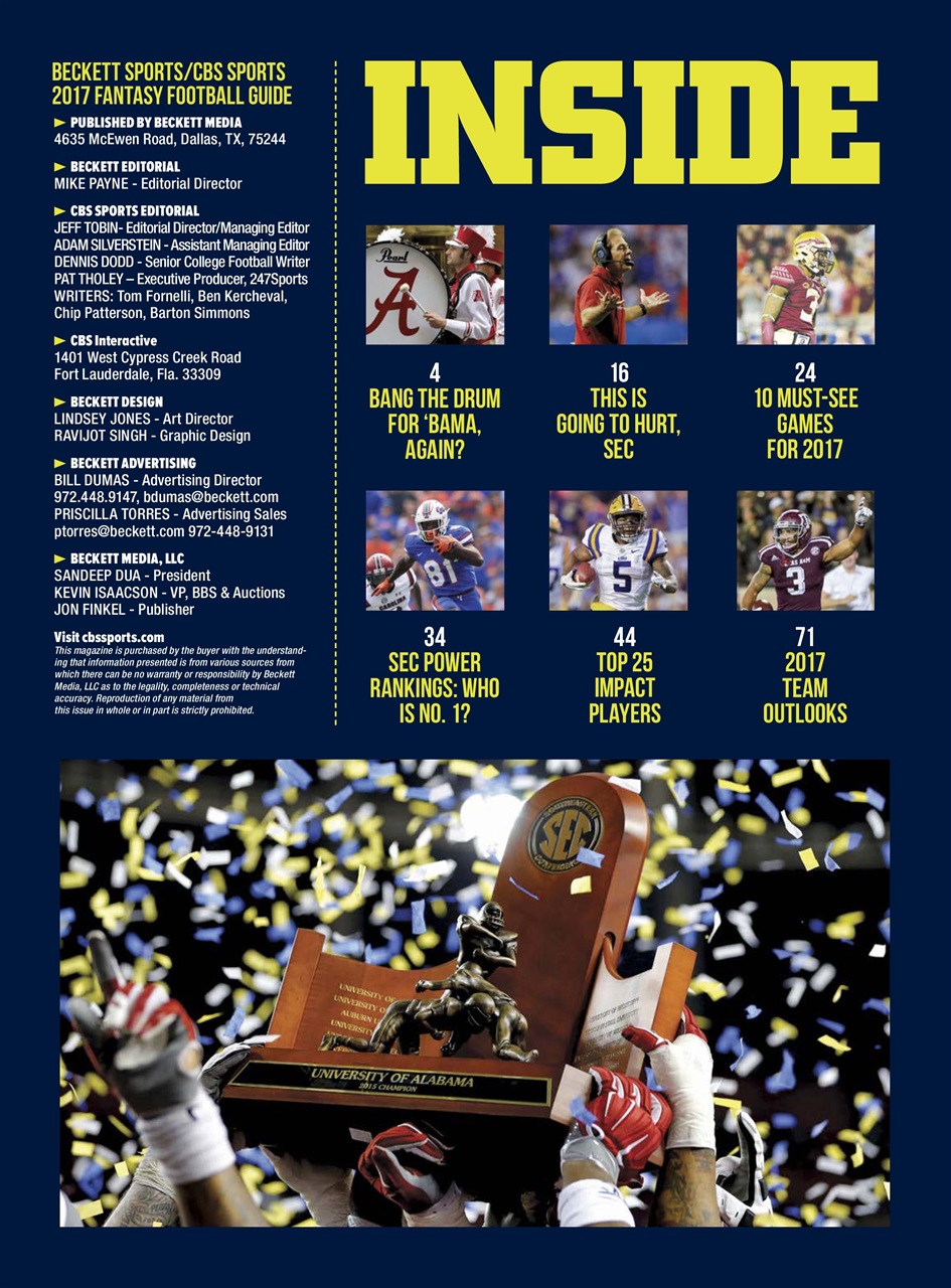 Beckett Football Magazine Preview Pages