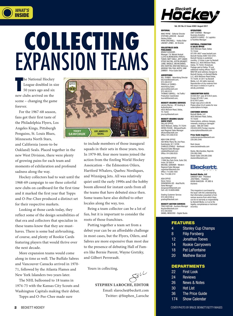 Beckett Hockey Magazine Preview Pages