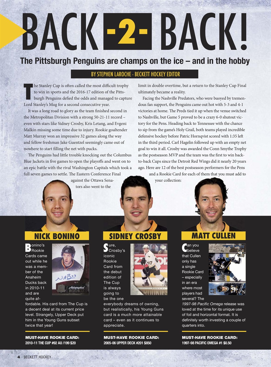 Beckett Hockey Magazine Preview Pages