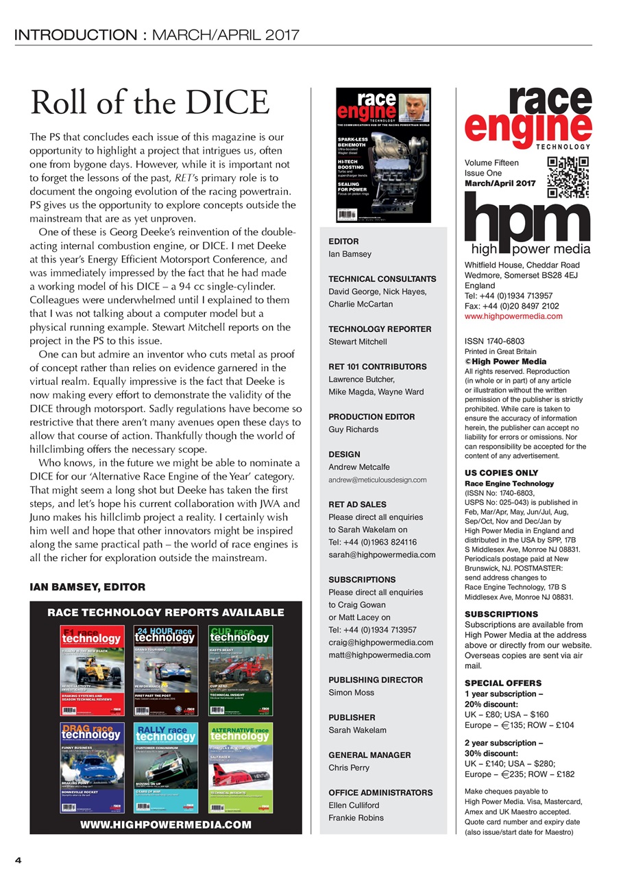 Race Engine Technology Preview Pages