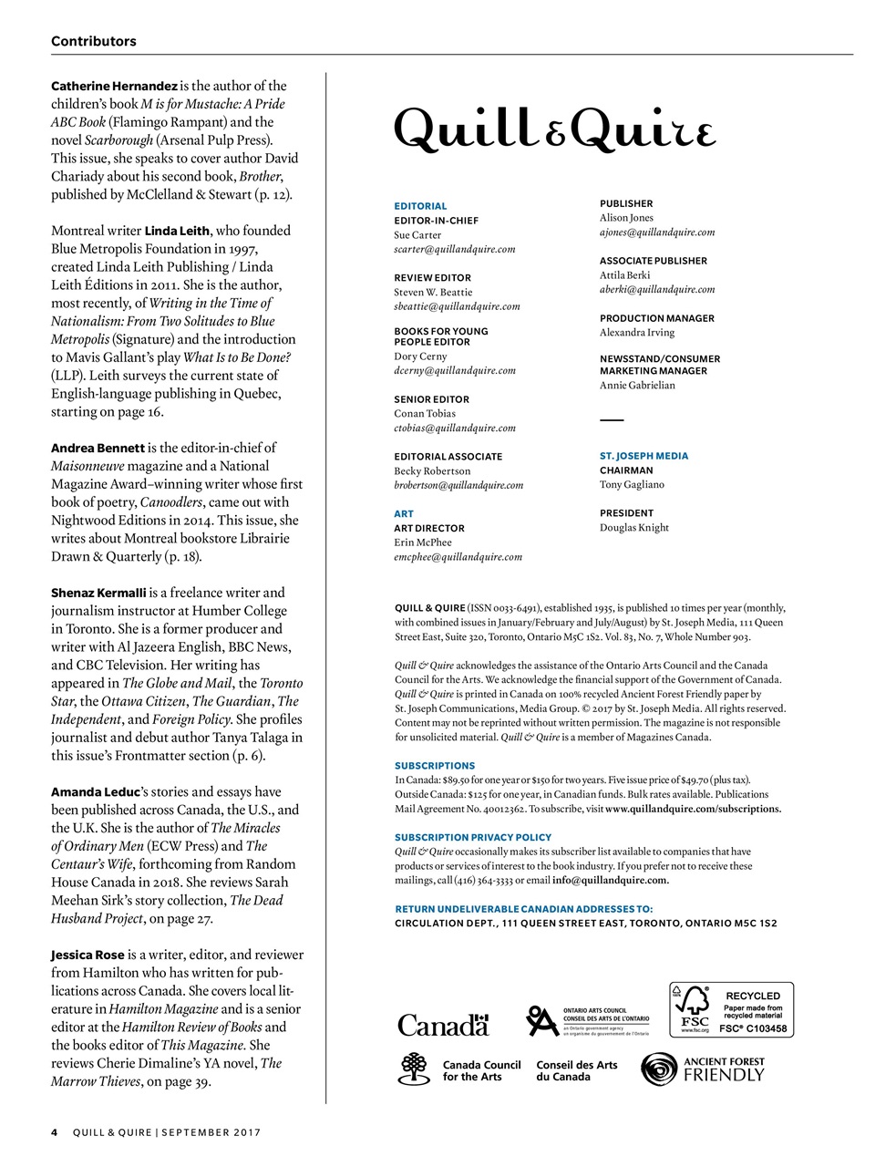 Quill & Quire Preview Pages