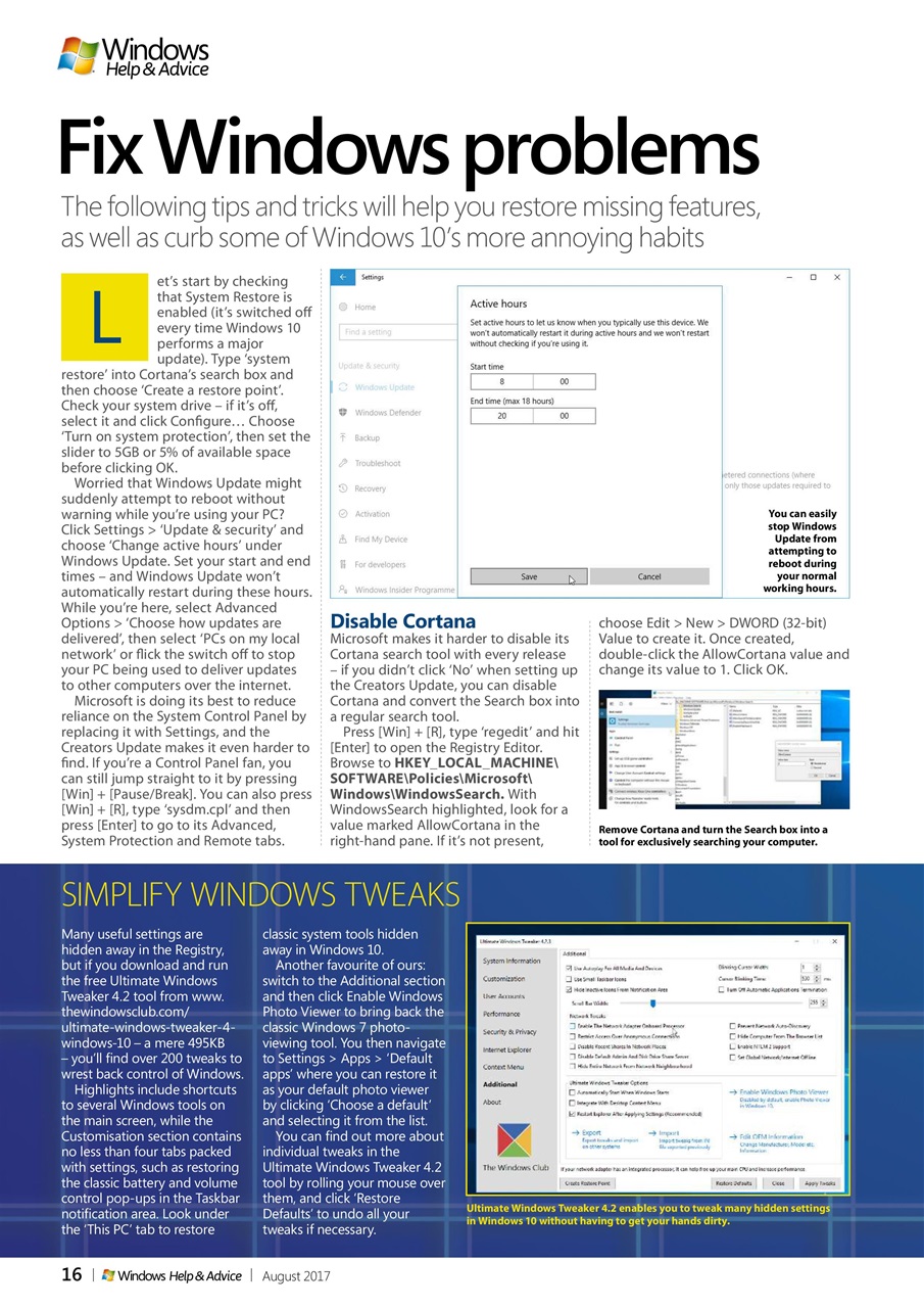 Windows Help & Advice Preview Pages