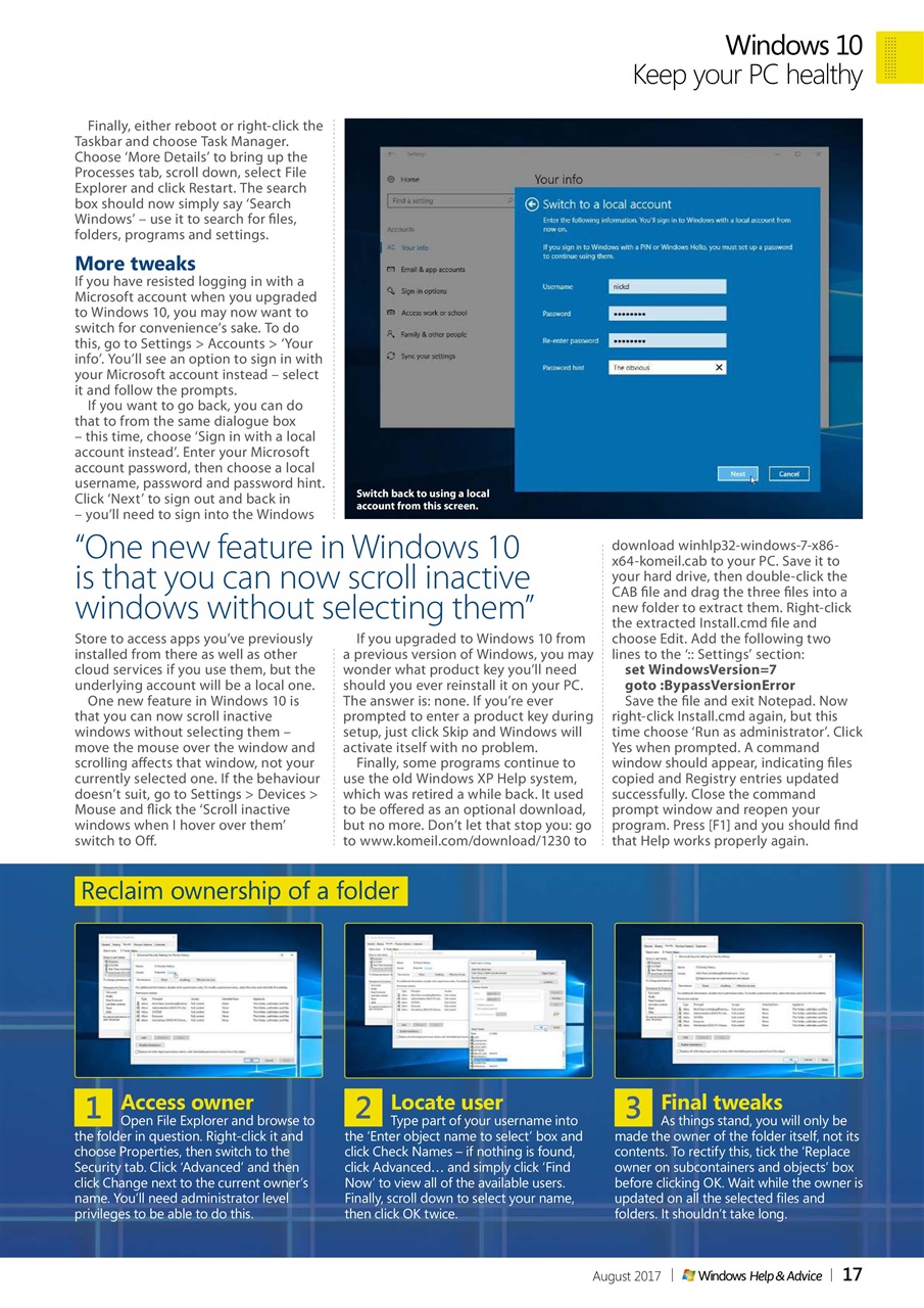 Windows Help & Advice Preview Pages
