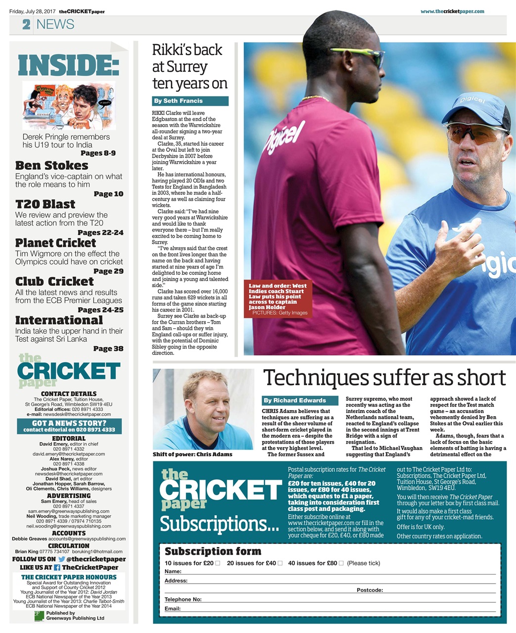 The Cricket Paper Preview Pages