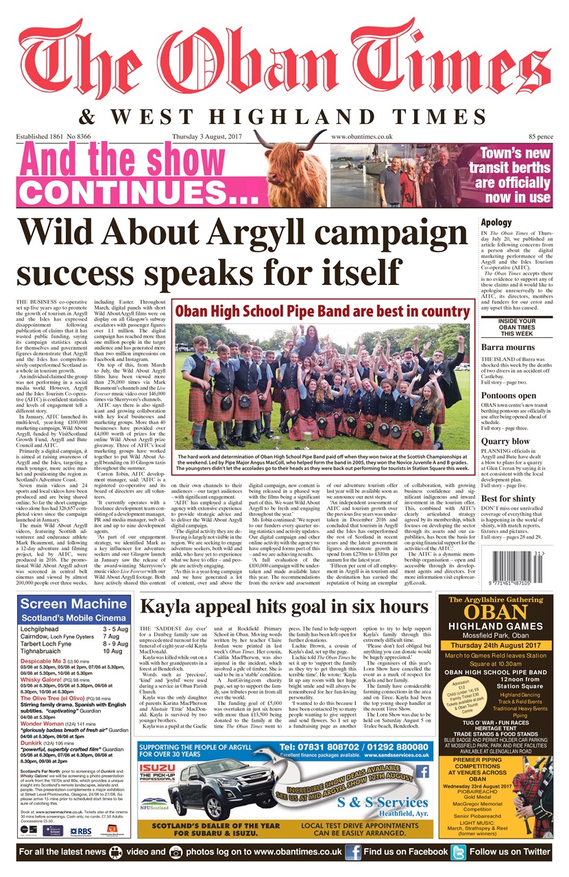 The Oban Times & Lochaber Times Preview Pages