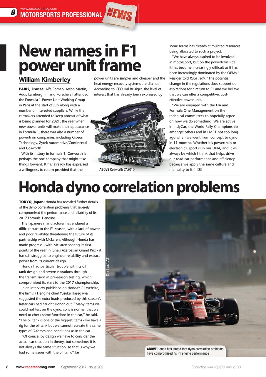 Race Tech Preview Pages