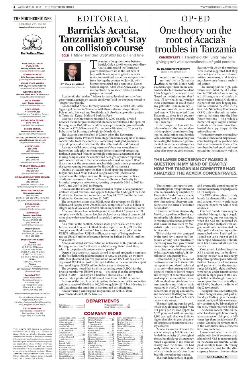 The Northern Miner Preview Pages