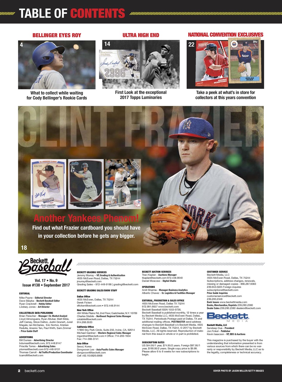 Beckett Baseball Magazine Preview Pages