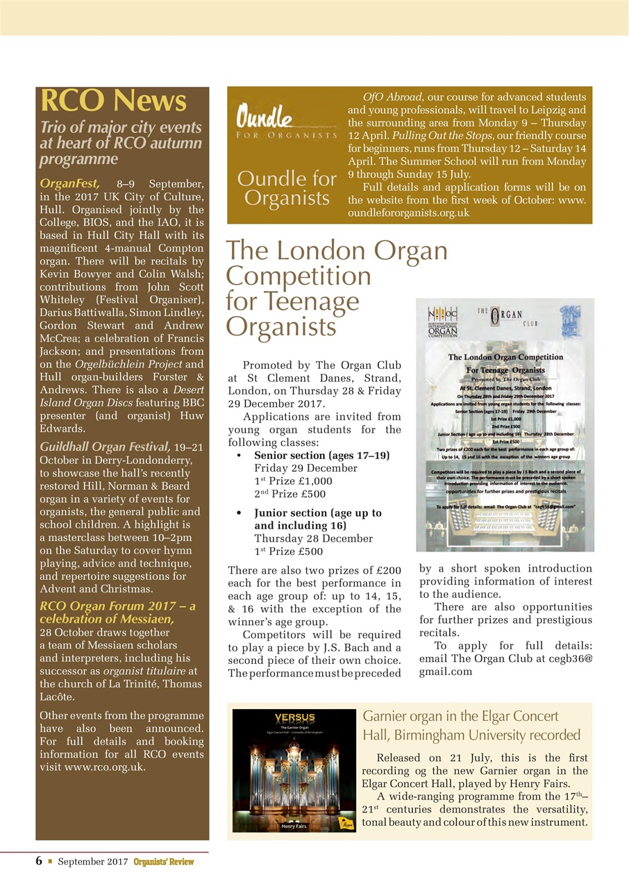 Organists' Review Preview Pages