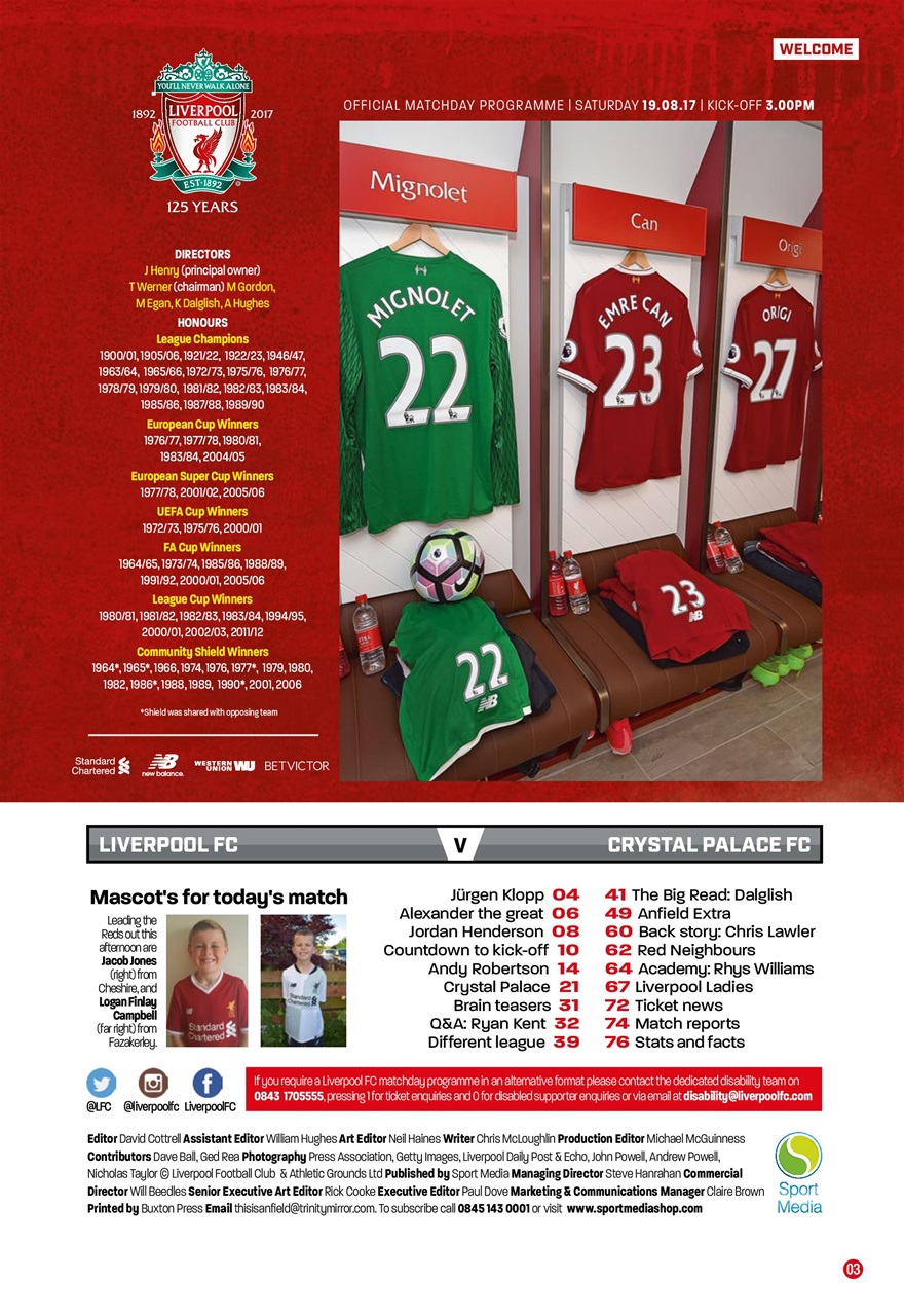 Liverpool FC Programmes Preview Pages
