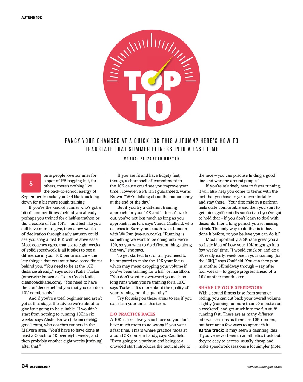 Women’s Running Preview Pages