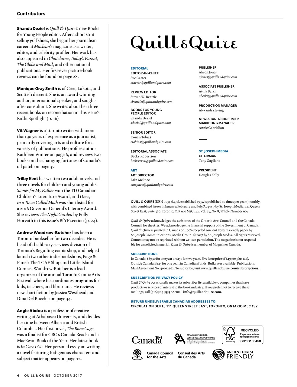 Quill & Quire Preview Pages