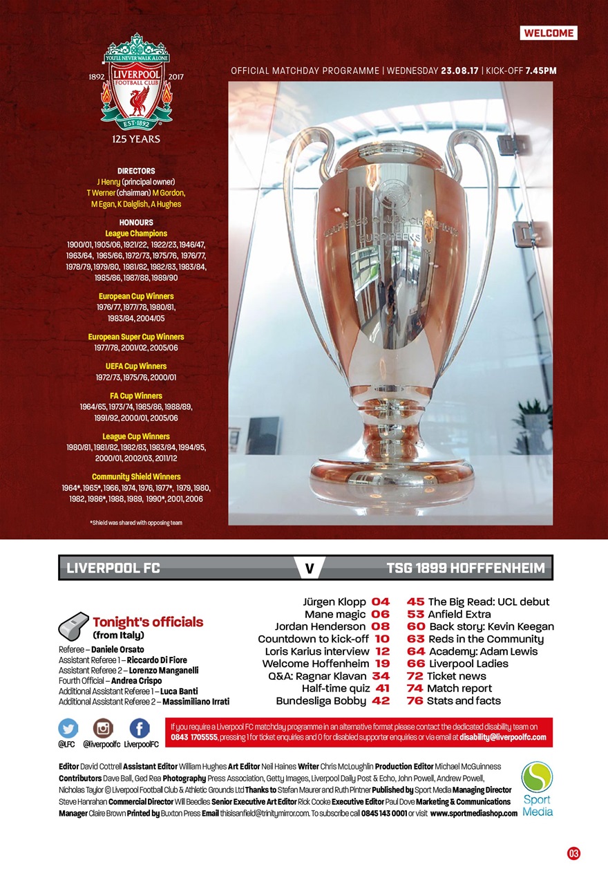 Liverpool FC Programmes Preview Pages