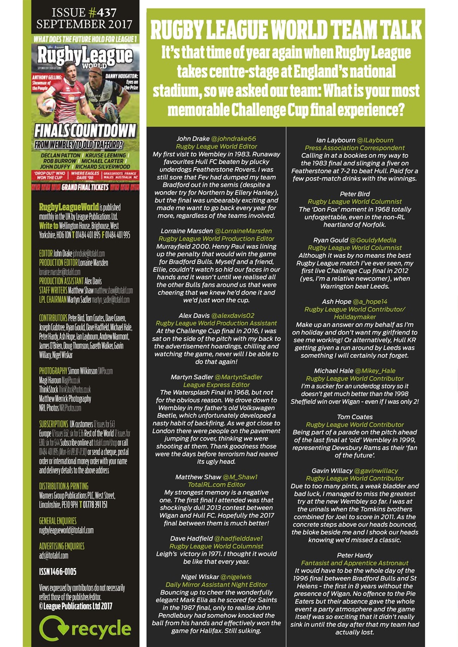 Rugby League World Preview Pages