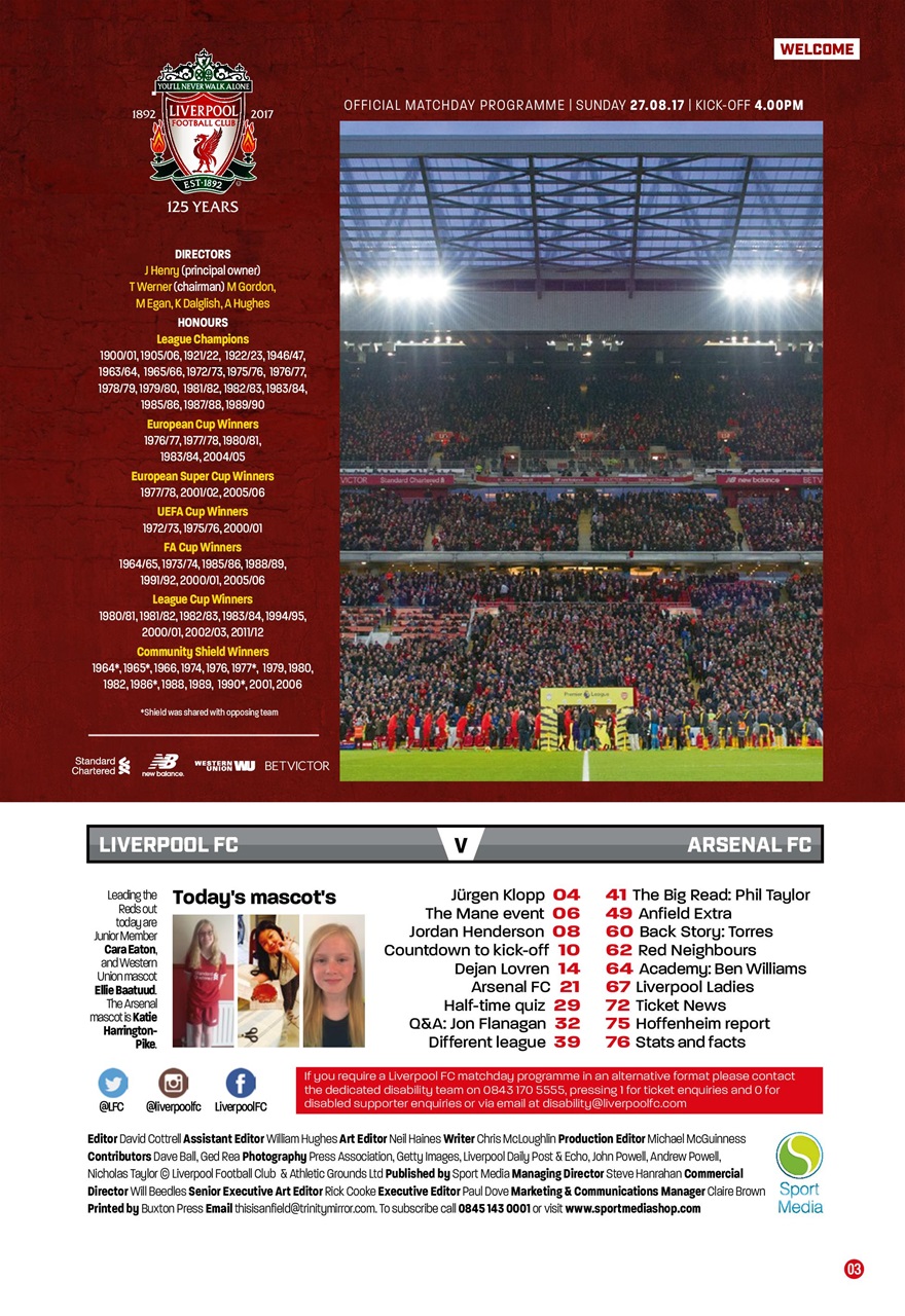 Liverpool FC Programmes Preview Pages