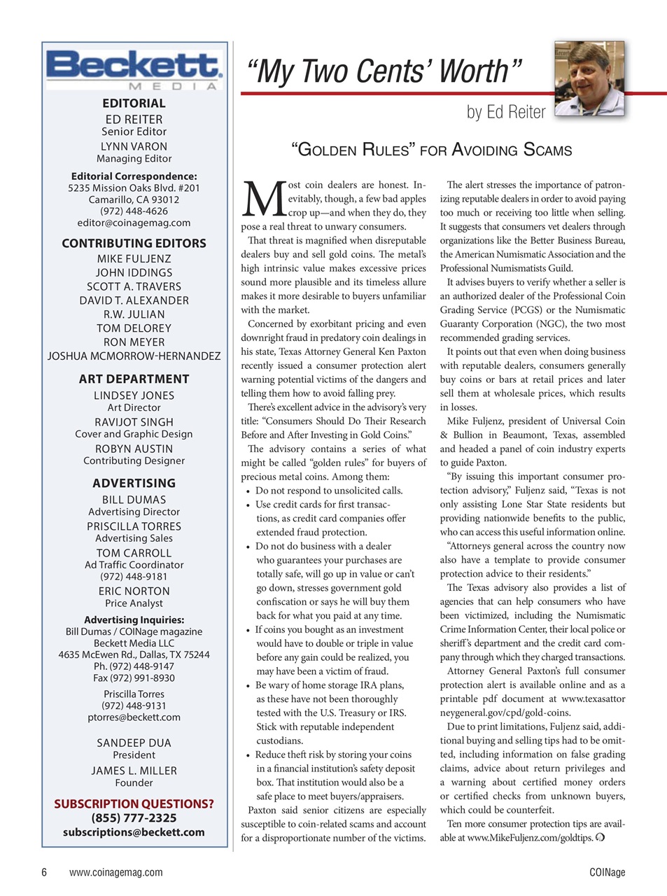 COINage Magazine Preview Pages