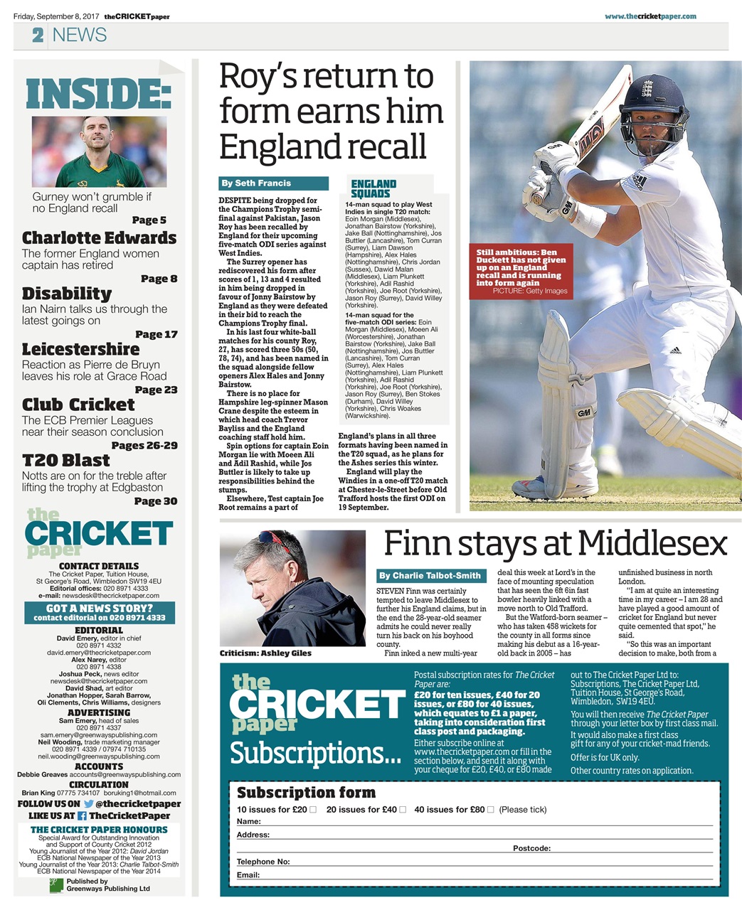The Cricket Paper Preview Pages