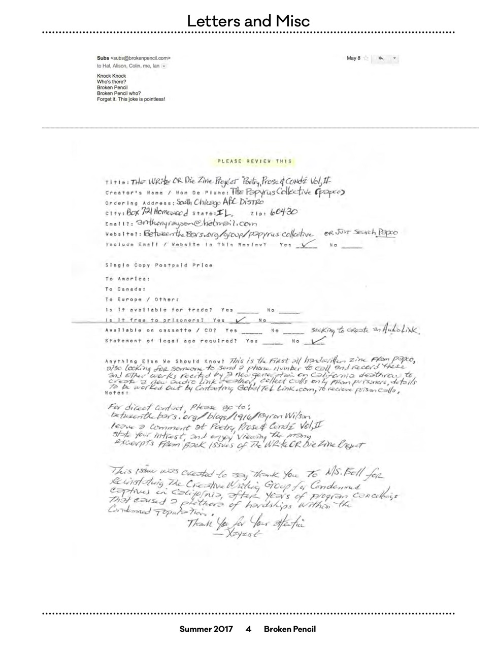 Broken Pencil Preview Pages