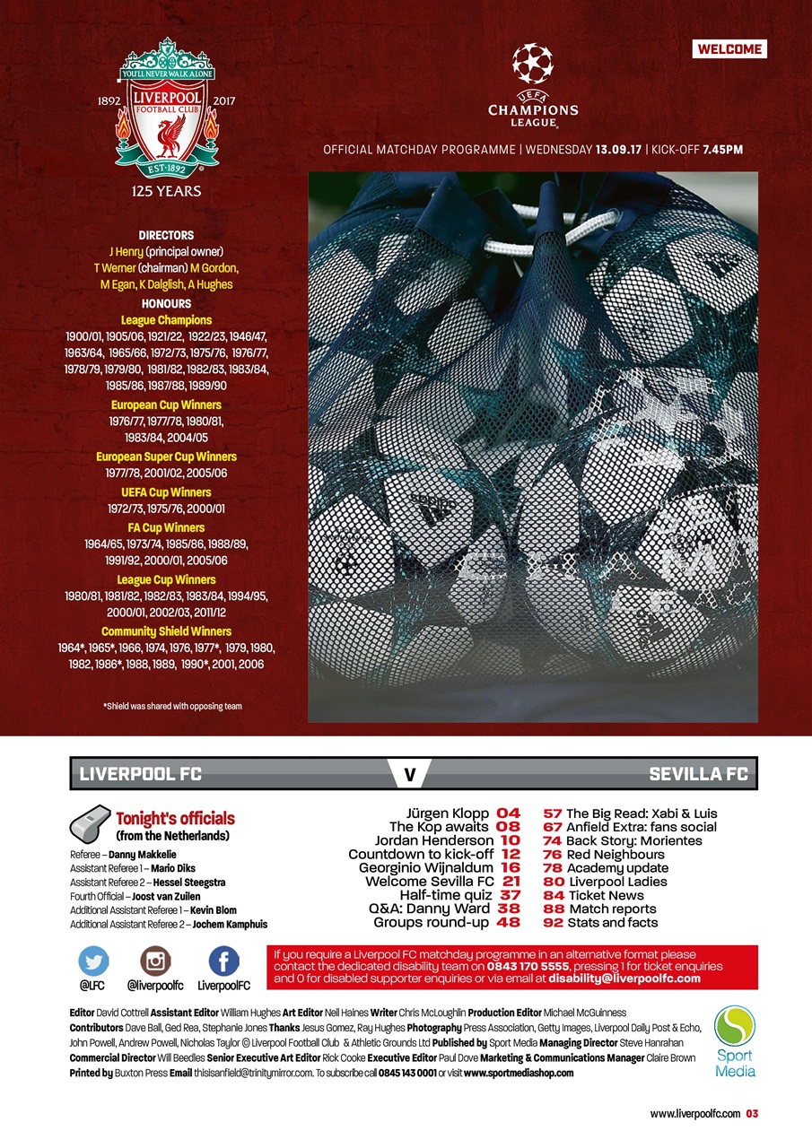 Liverpool FC Programmes Preview Pages