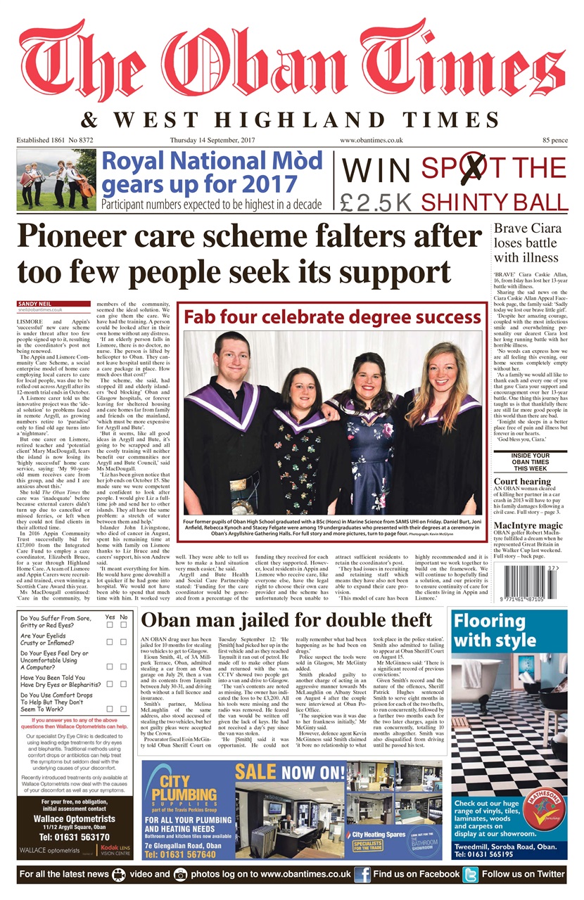 The Oban Times & Lochaber Times Preview Pages