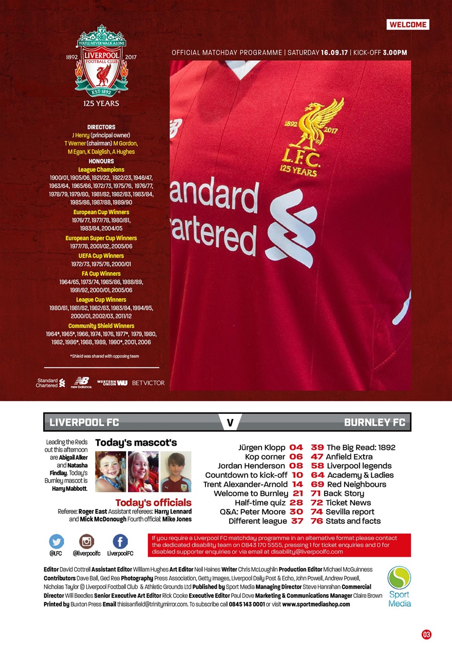 Liverpool FC Programmes Preview Pages