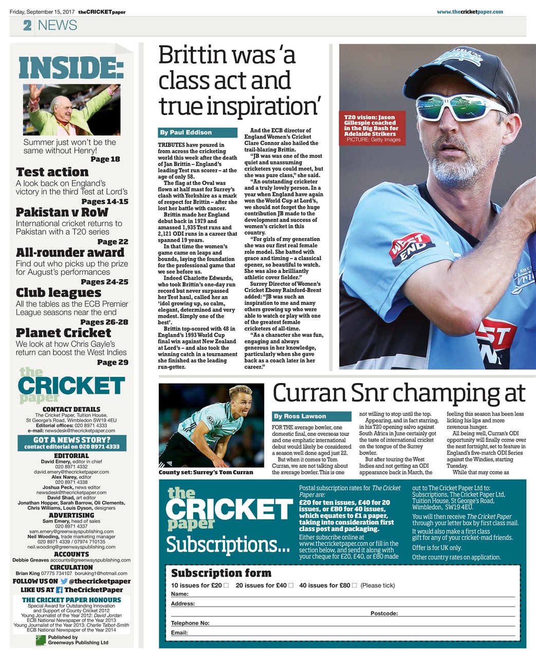 The Cricket Paper Preview Pages