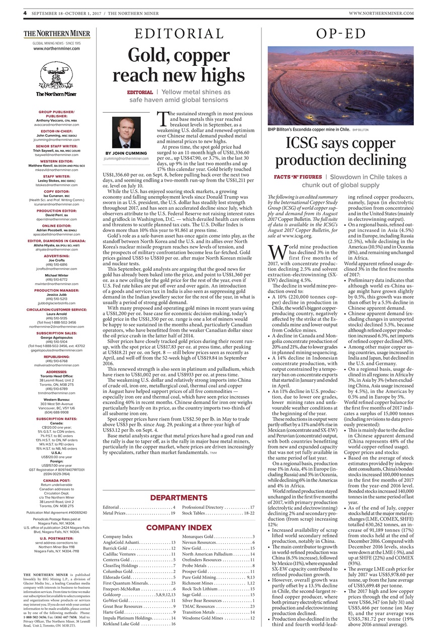 The Northern Miner Preview Pages