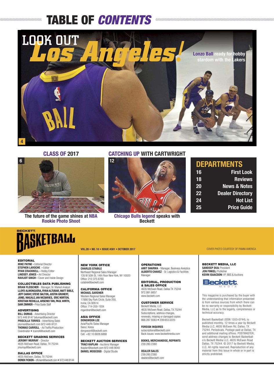 Beckett Basketball Magazine Preview Pages