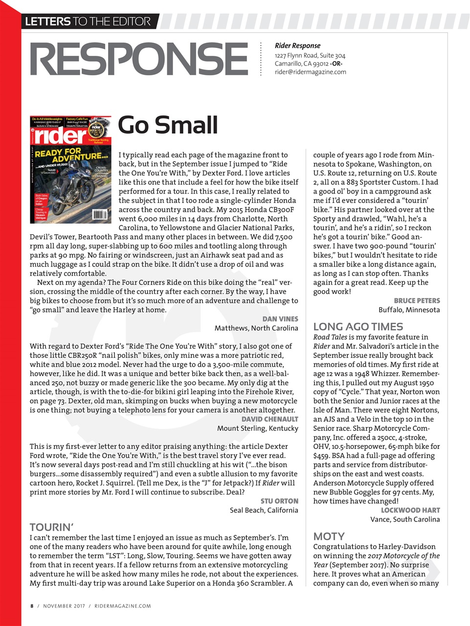 Rider Magazine Preview Pages