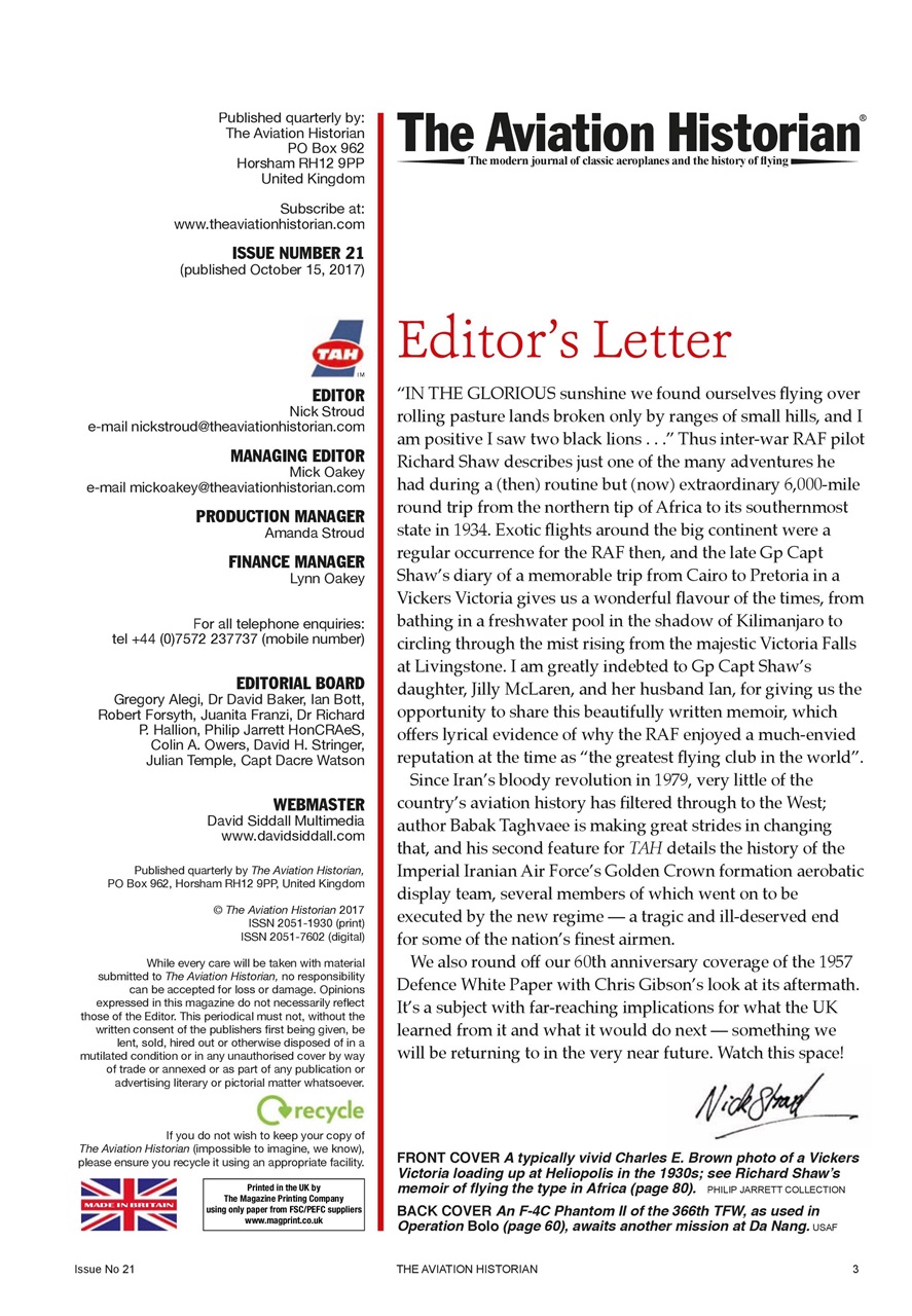 The Aviation Historian Magazine Preview Pages