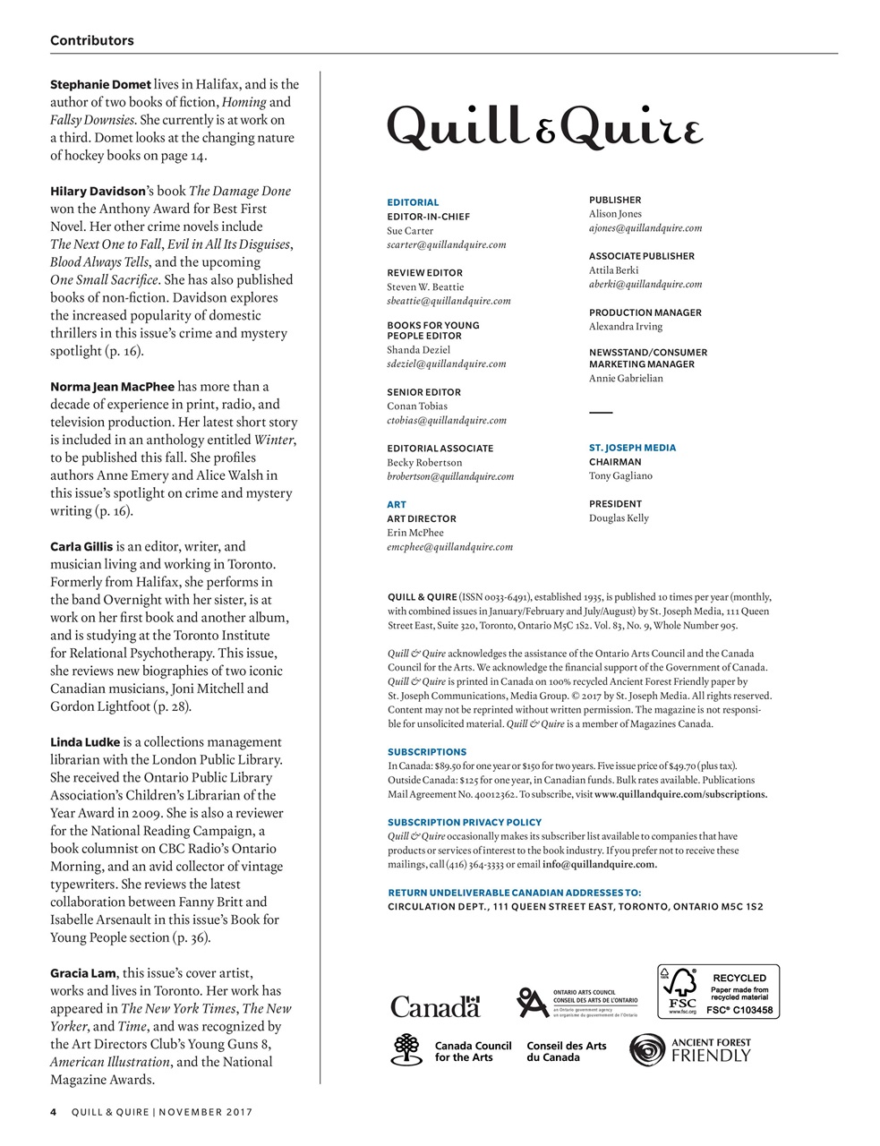 Quill & Quire Preview Pages