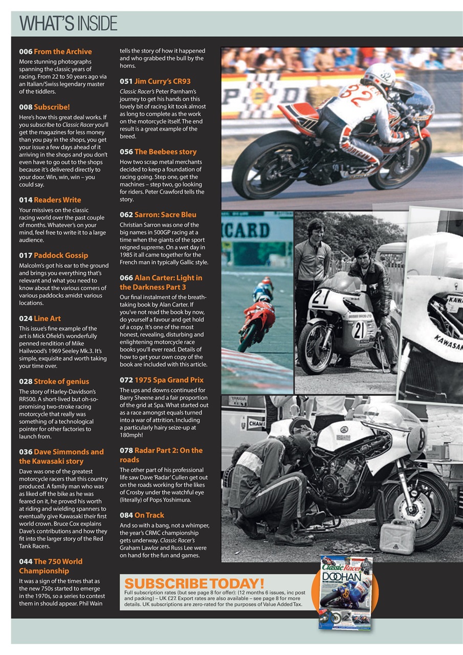 Classic Racer Preview Pages