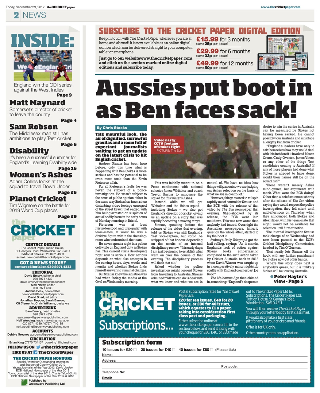 The Cricket Paper Preview Pages