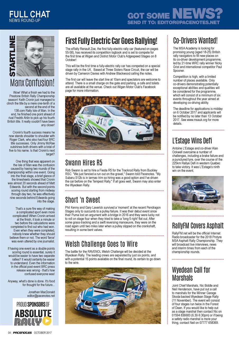 Pacenotes Rally magazine Preview Pages