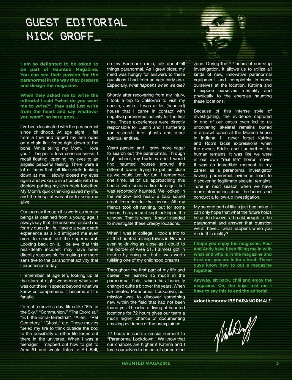 Haunted Magazine Preview Pages