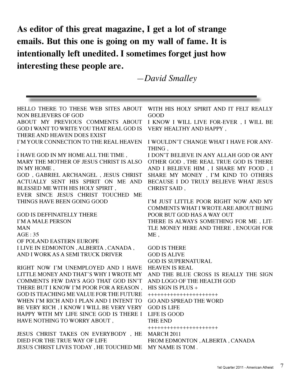 American Atheist Preview Pages