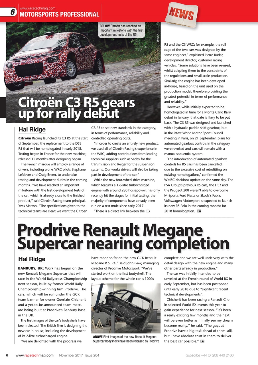 Race Tech Preview Pages